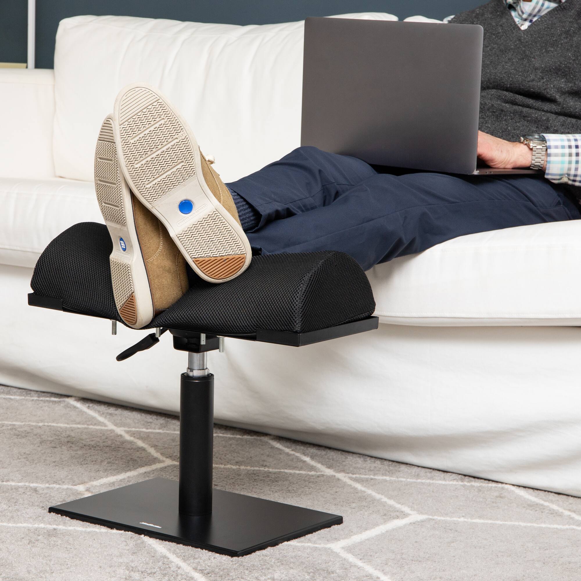 Mind Reader Foot Rest, Under Desk, Ergonomic, Hydraulic Height Adjustable, Ottoman, Office, Foam, Black